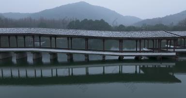 杭州冬季西湖雪景浴鹄湾雪景航拍